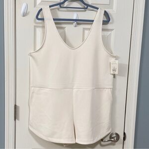 A New Day Women's Sandwash Mini Cream Romper Beach Shorts Preppy Quiet Luxury